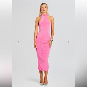 SER.O.YA Neon pink Barbie Pink Delta Turtleneck Dress‎ NWT XS